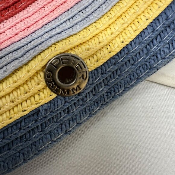 Peter Grimm Womens Multicolor Rainbow Striped Wide Brim Sun Hat Natural Fiber - Picture 6 of 8